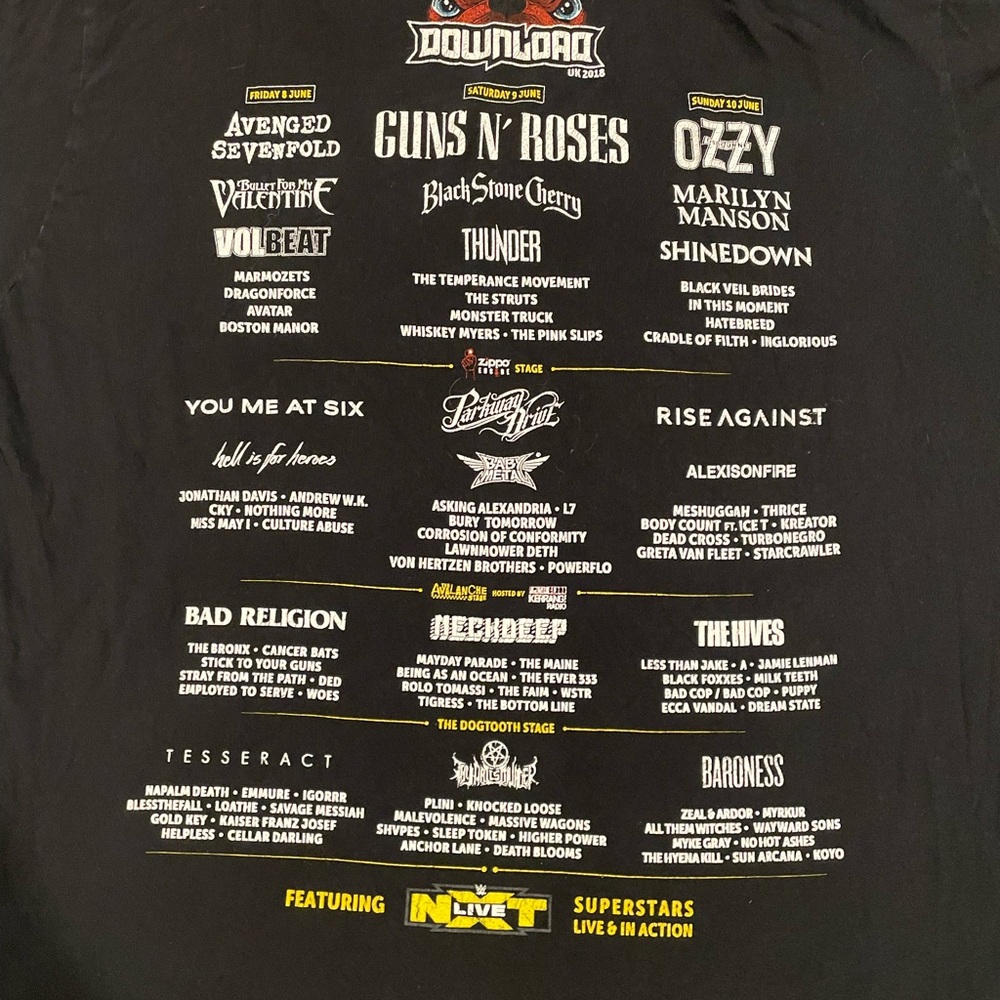 Download UK 2018 Festival Black Graphic T-Shirt Size Large - Picture 2 of 4